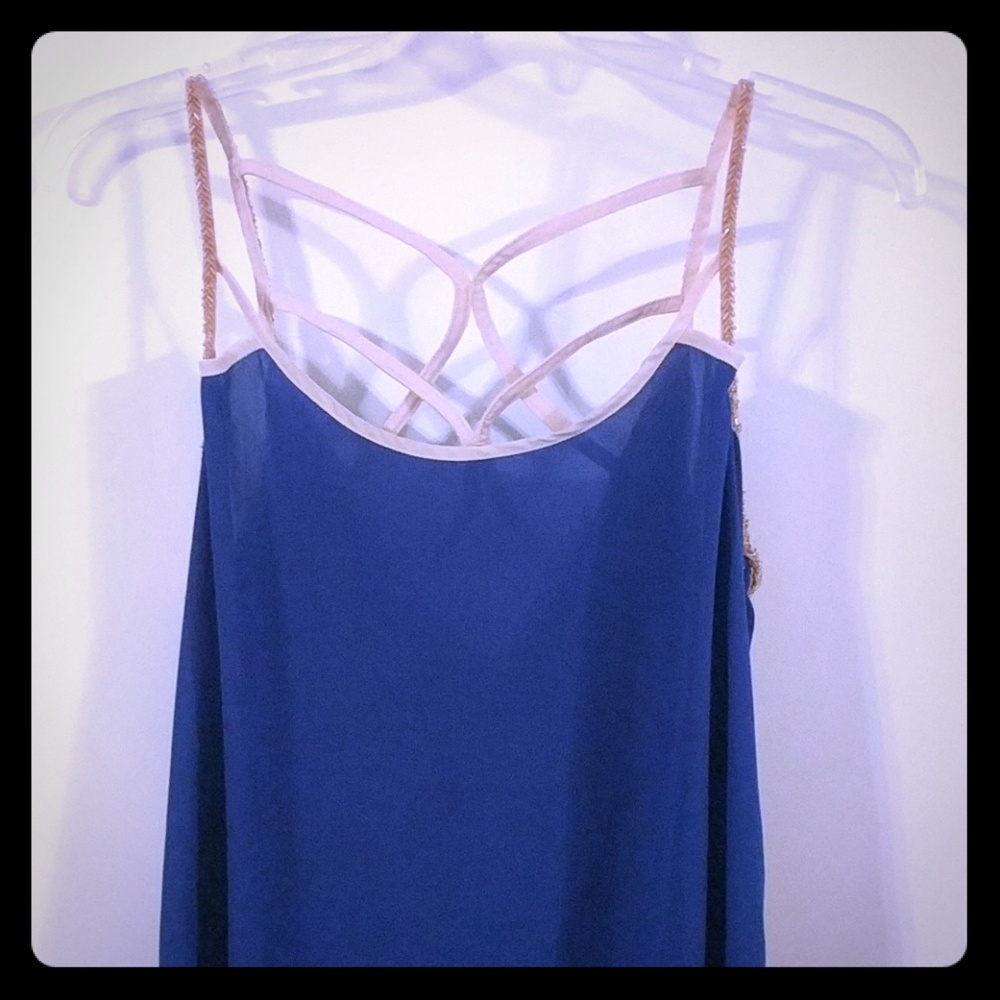 Royal blue beaded top size medium callie mac